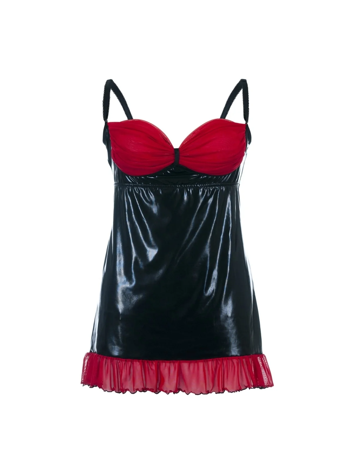 Schwarzes Wetlook Chemise Sb/1011 Sexy Base Kollektion von Andalea