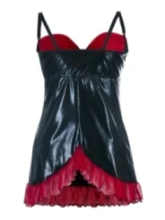 Schwarzes Wetlook Chemise Sb/1011 Sexy Base Kollektion von Andalea