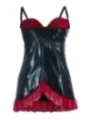 Schwarzes Wetlook Chemise Sb/1011 Sexy Base Kollektion von Andalea