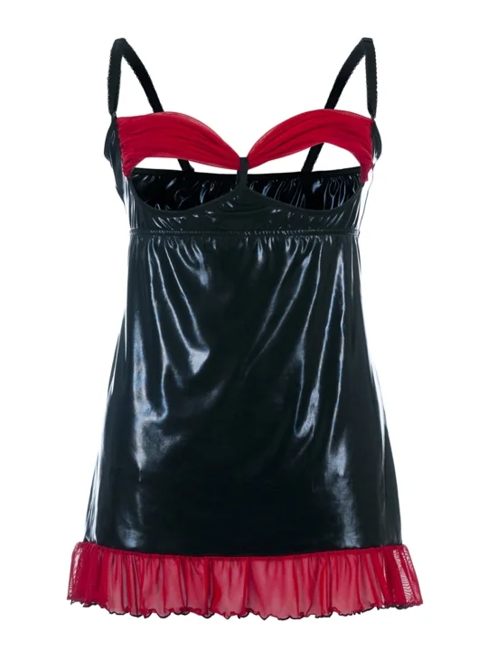 Schwarzes Wetlook Chemise Sb/1011 Sexy Base Kollektion von Andalea