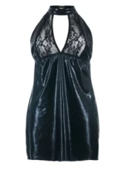 Schwarzes Wetlook Chemise Sb/1001 Sexy Base Kollektion von Andalea