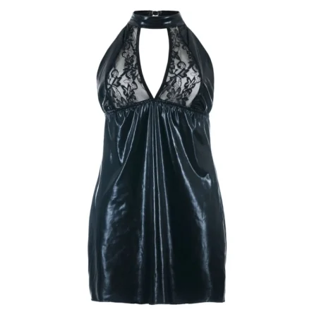 Schwarzes Wetlook Chemise Sb/1001 Sexy Base Kollektion By Andalea