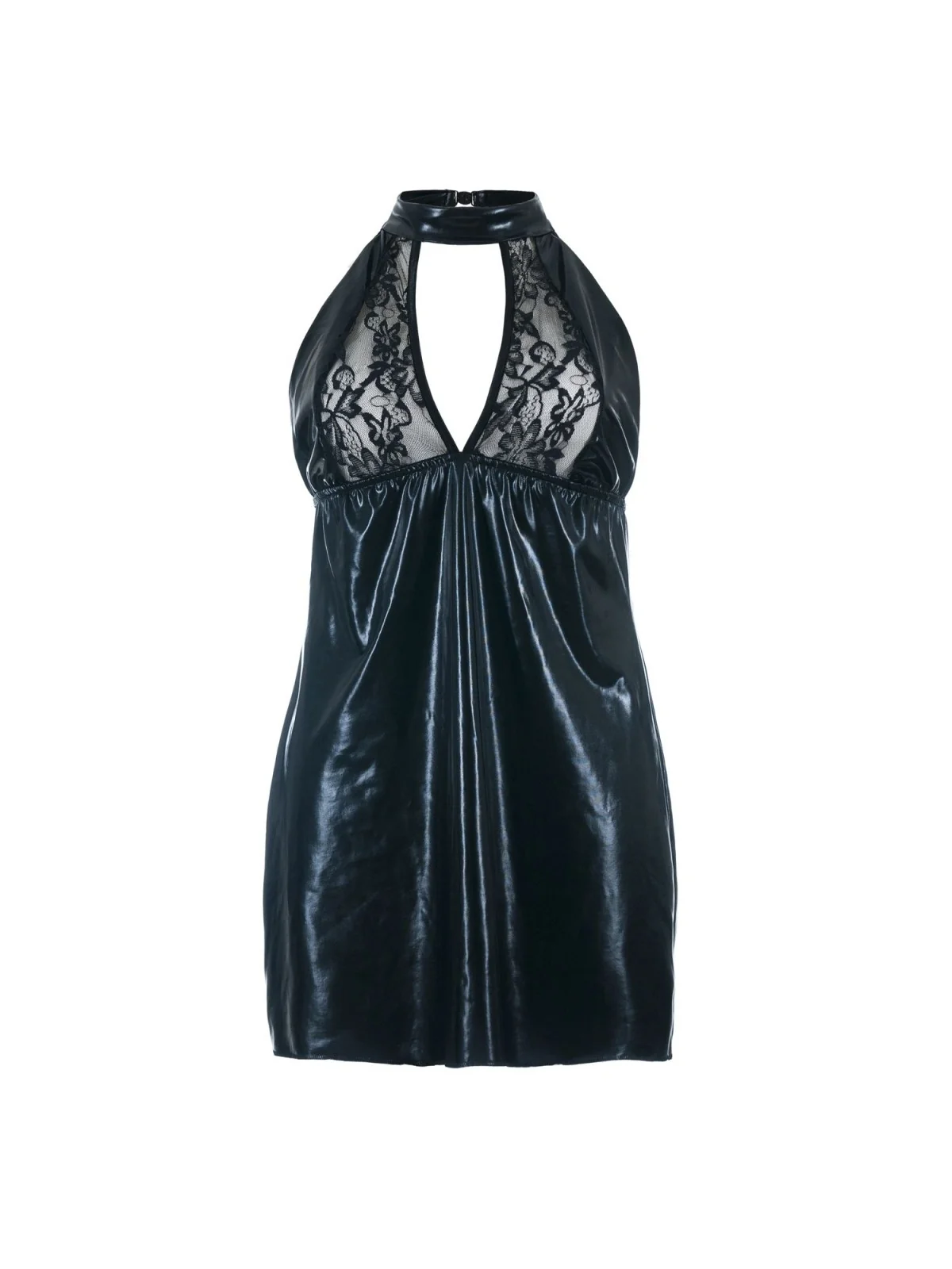 Schwarzes Wetlook Chemise Sb/1001 Sexy Base Kollektion von Andalea