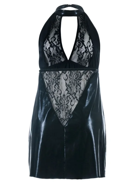 Schwarzes Wetlook Chemise Sb/1001 Sexy Base Kollektion von Andalea