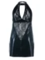 Schwarzes Wetlook Chemise Sb/1001 Sexy Base Kollektion von Andalea