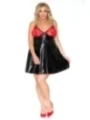 Schwarz/Rotes Wetlook Chemise Sb/1003 Sexy Base Kollektion By Andalea