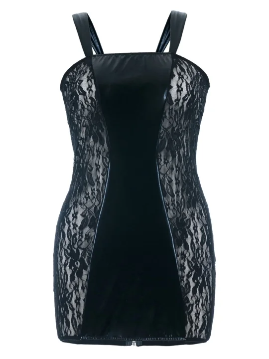 Schwarzes Wetlook Chemise Sb/1004 Sexy Base Kollektion von Andalea