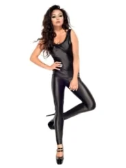 Schwarzes Wetlook Catsuit Doris von Meseduce