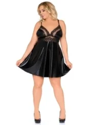 Schwarzes Wetlook Babydoll Z/5001 von Andalea