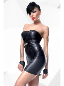 Pvc Minikleid mit Schwarzem 2-Wege Zipper Auf der Vorderseite F187 von Noir Handmade Decadence Collection