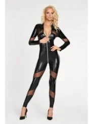 Schwarzes Wetlook Catsuit Chancay von 7-Heaven