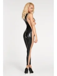 Schwarz/Beiges Wetlook Catsuit Cuzco von 7-Heaven