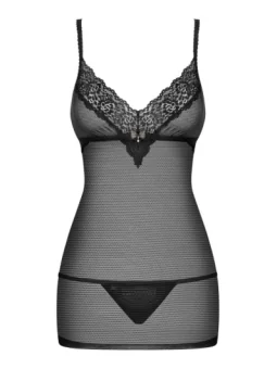 Schwarzes Briona Chemise + String von Hamana