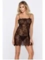 Schwarzes Lea Chemise + String von Hamana