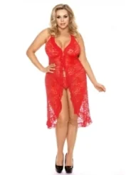 Rotes Langes Kleid Aa052066 von Anais Apparel Plus Size