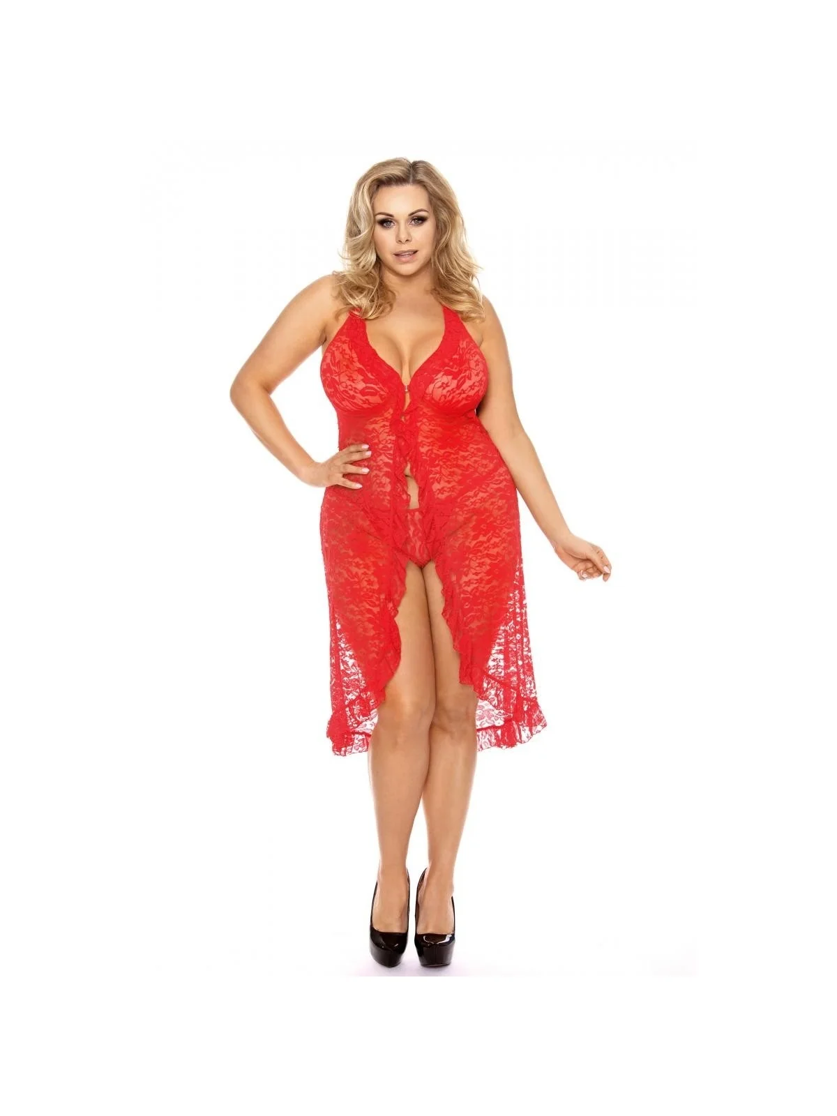 Rotes Langes Kleid Aa052066 von Anais Apparel Plus Size