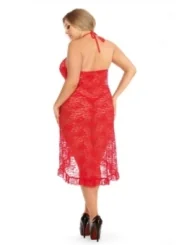 Rotes Langes Kleid Aa052066 von Anais Apparel Plus Size