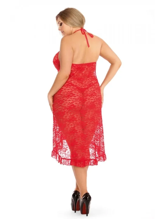 Rotes Langes Kleid Aa052066 von Anais Apparel Plus Size