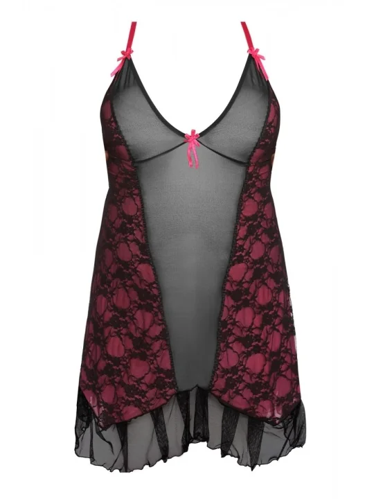 Schwarz/Pinkes Chemise Aa051980 von Anais Apparel Plus Size