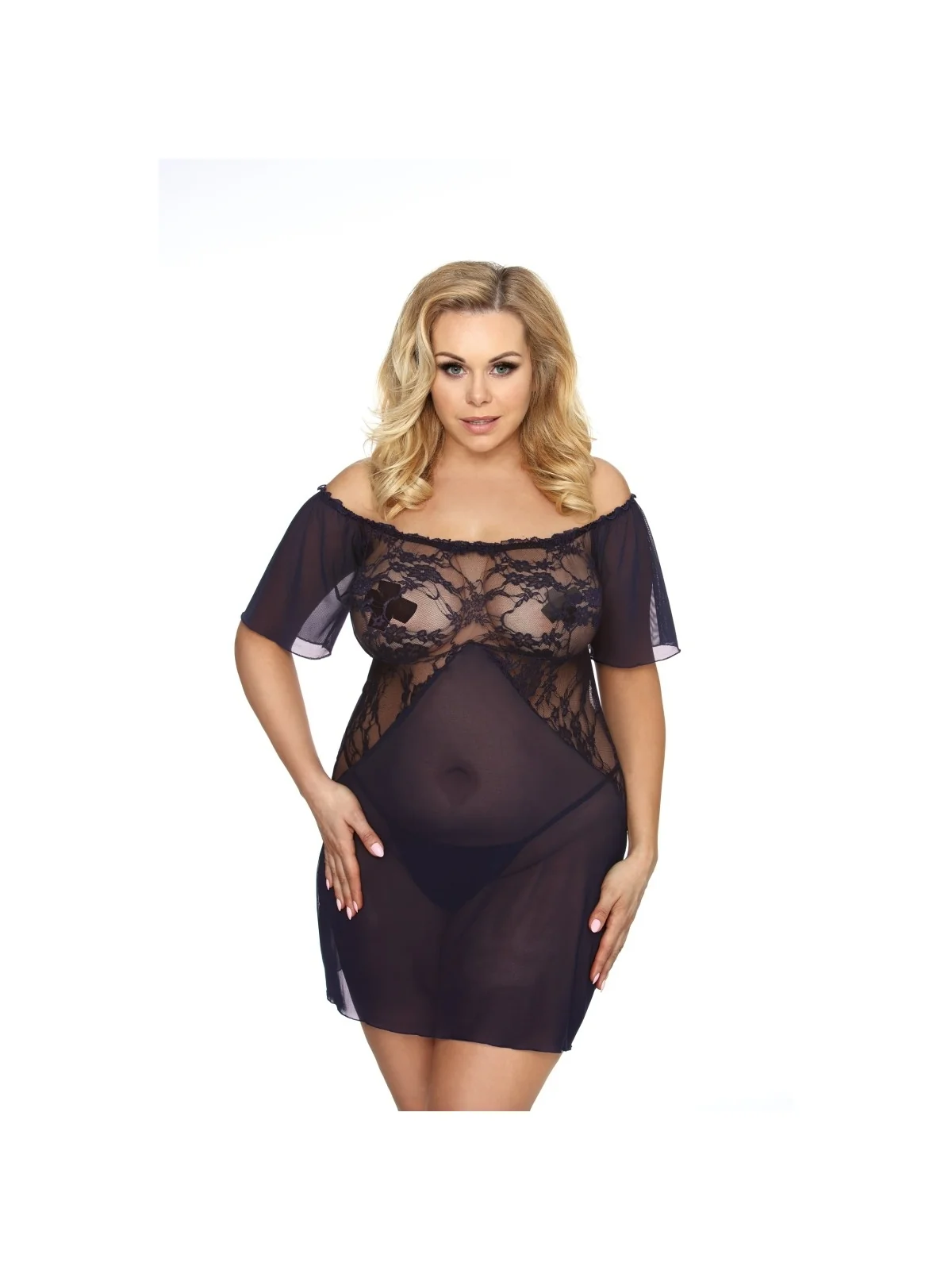 Schwarz/Dunkelblaues Chemise Aa051957 von Anais Apparel Plus Size