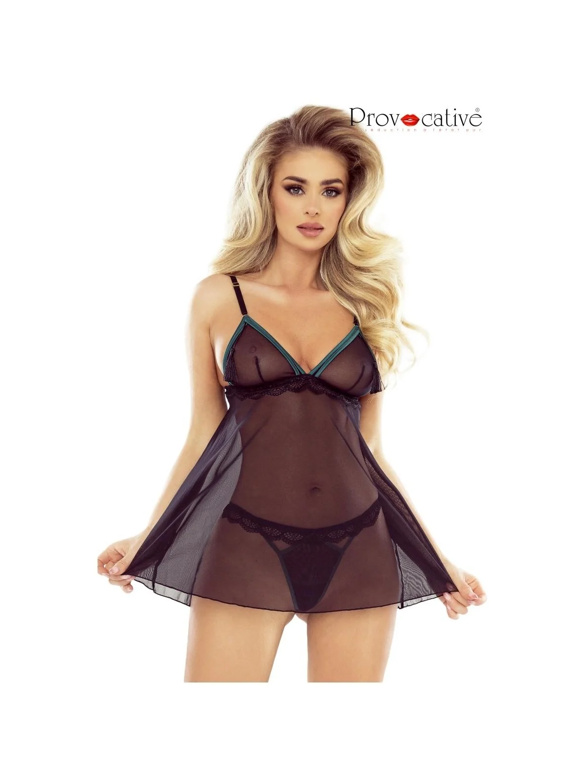 Schwarz/Grünes Tassel De Reve Babydoll von Provocative