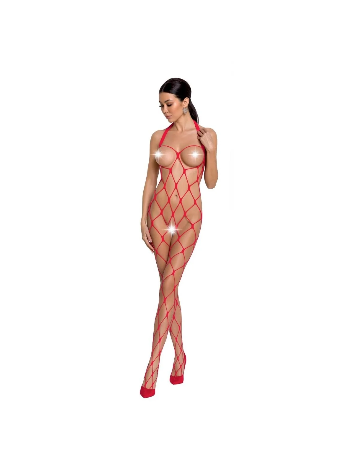 Roter Ouvert Bodystocking Bs091 von Passion