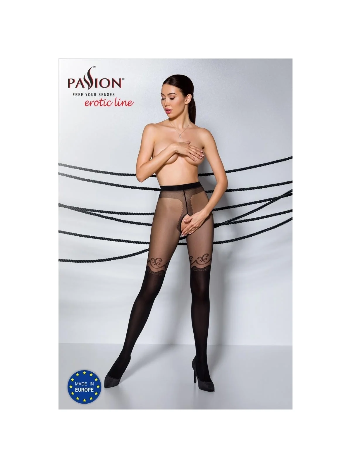 Ouvert Strumpfhose Ti Open 012 Schwarz von Passion Erotic Line