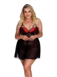 Schwarz/Rotes Babydoll Aa052937 von Anais Apparel Plus Size