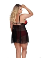 Schwarz/Rotes Babydoll Aa052937 von Anais Apparel Plus Size