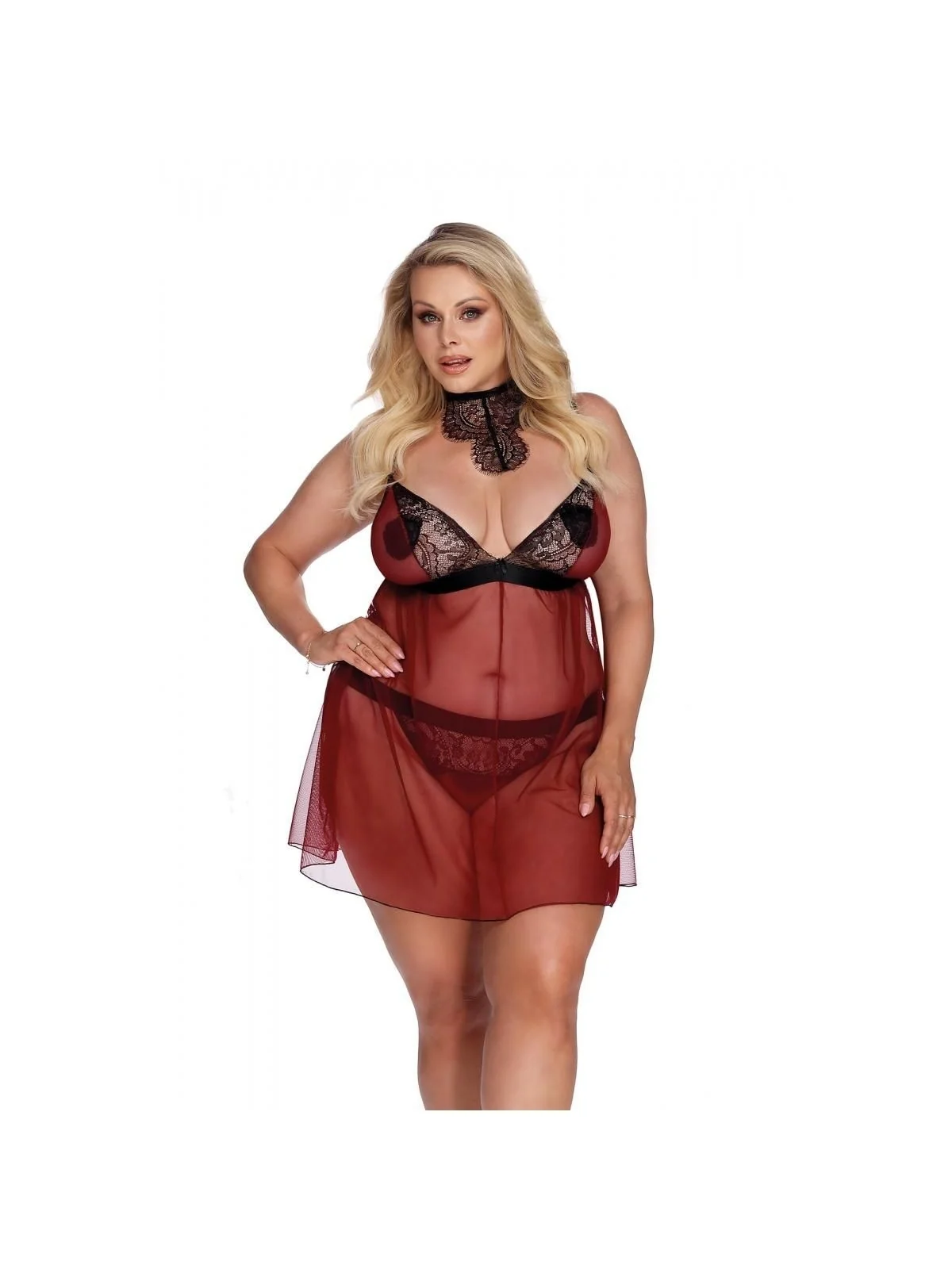 Rot/Schwarzes Chemise Aa052928 von Anais Apparel Plus Size