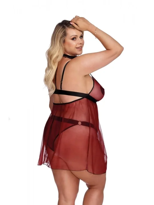 Rot/Schwarzes Chemise Aa052928 von Anais Apparel Plus Size