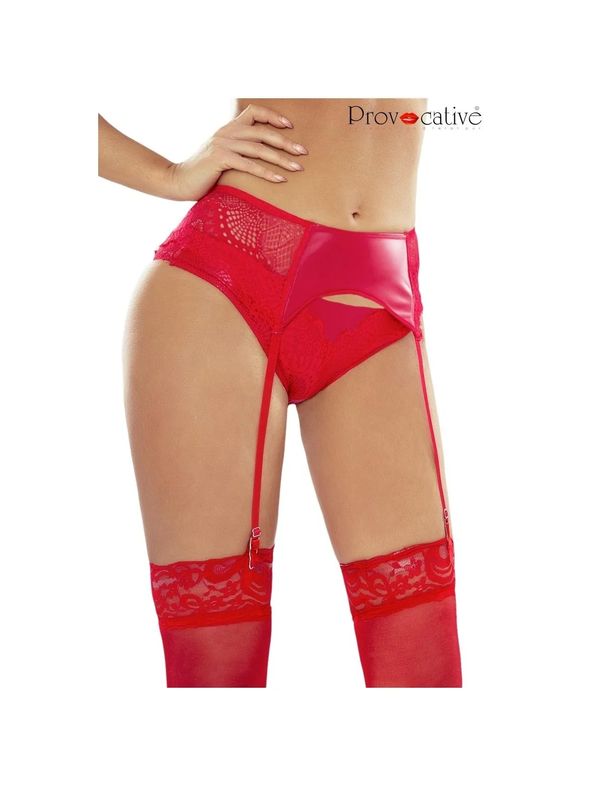 Roter Hot Dentelle Strumpfhaltergürtel von Provocative