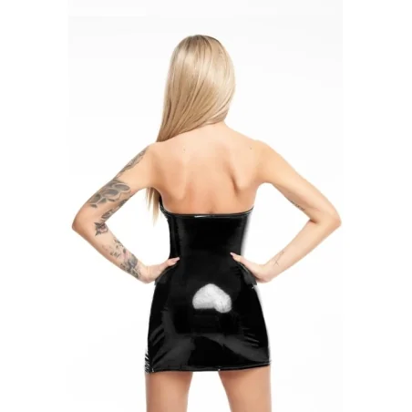 Schwarzes Lack Minikleid D216 von 7-Heaven