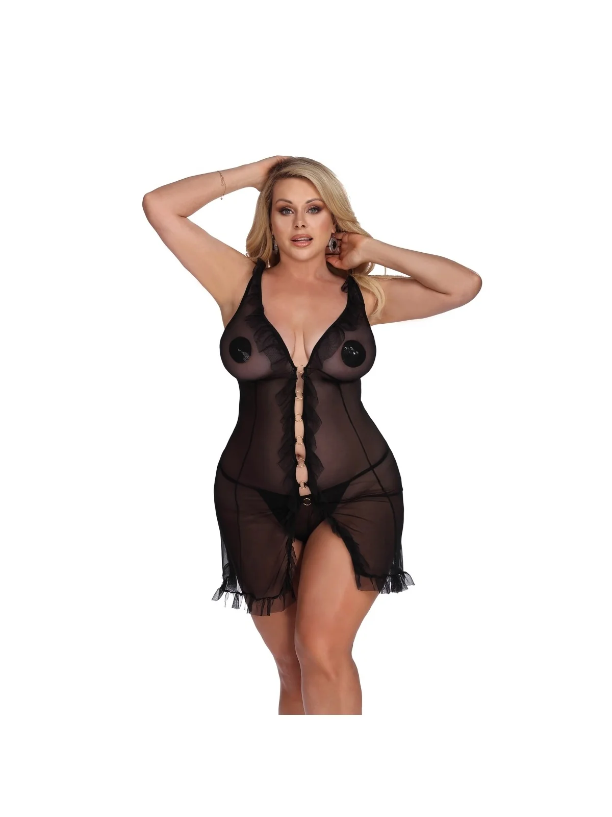 Schwarzes Negligee Aa053640 von Anais Apparel Plus Size