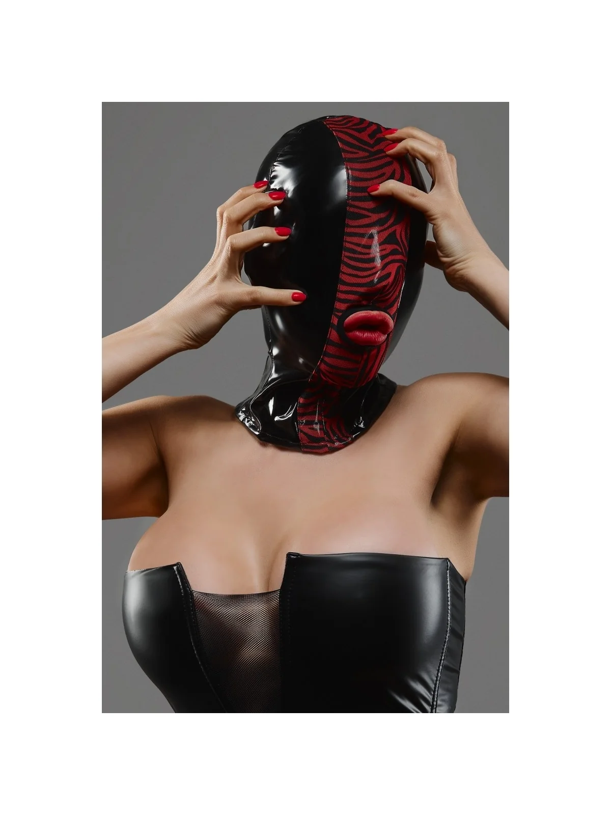 Maske Tdmaskblack002 Schwarz/Rot von Demoniq Total Domination Collection