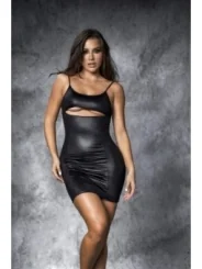 schwarzes Minikleid aus Wetlook-Stoff