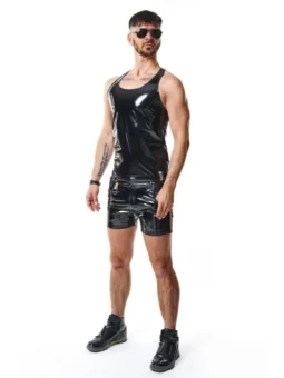 Langärmliges Powerwetlook & Pvc Shirt mit Knopfleiste H064 von Noir Handmade Missbehaved Collection