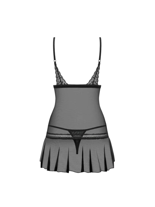 Shibu Chemise & Tanga schwarz von Obsessive