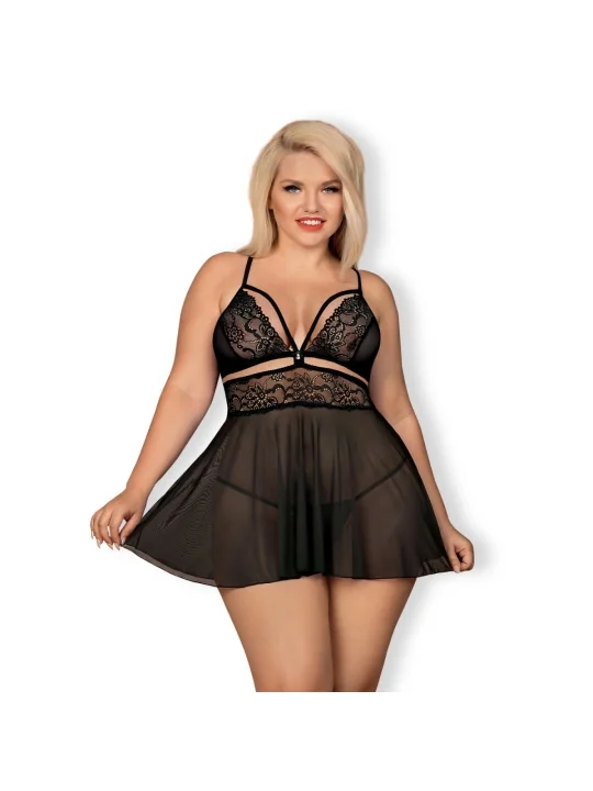 Babydoll & Tanga Schwarz Size Plus 838-Bab-1 von Obsessive Size Plus