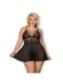 Babydoll & Tanga schwarz Size Plus 838-Bab-1 von Obsessive Size Plus