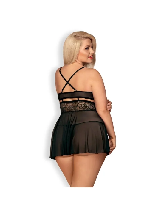 Babydoll & Tanga Schwarz Size Plus 838-Bab-1 von Obsessive Size Plus