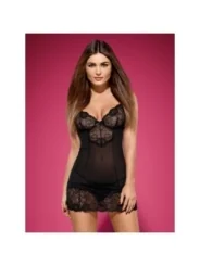 Alluria Chemise & Tanga Schwarz von Obsessive