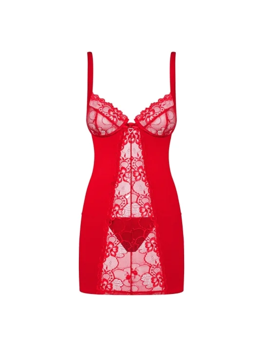 Heartina Chemise & Tanga Rot von Obsessive