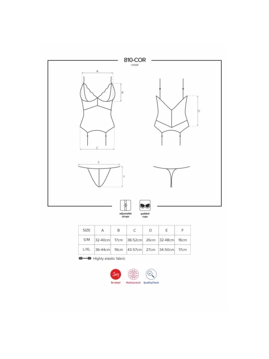 Korsett & Tanga Weiß 810-Cor-2 von Obsessive