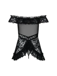 Flores Babydoll & Tanga Schwarz von Obsessive