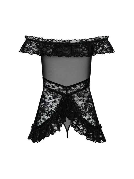 Flores Babydoll & Tanga Schwarz von Obsessive