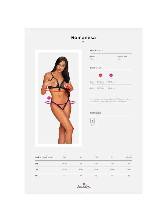 Romanesa 2er mit Offenen Cups Set Schwarz von Obsessive