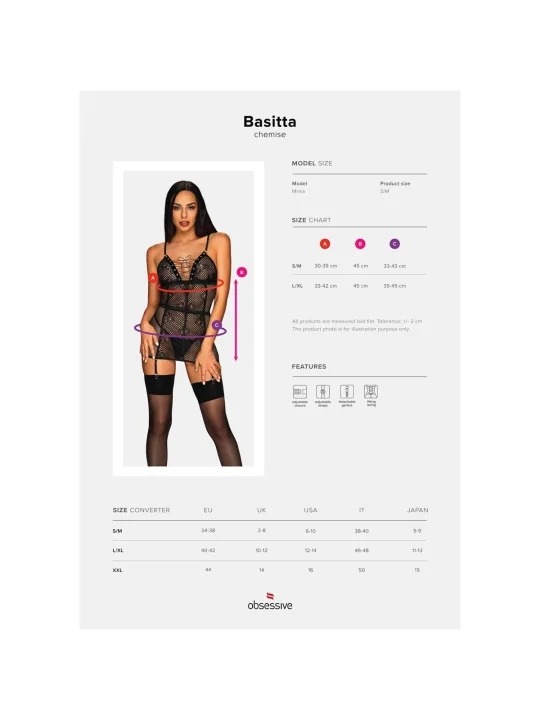 Basitta Chemise & Tanga Schwarz von Obsessive