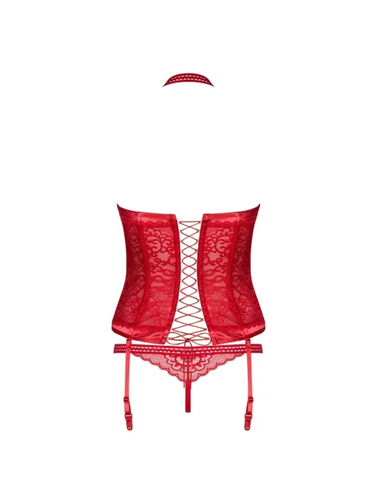 Flameria Korsett & Tanga Rot von Obsessive