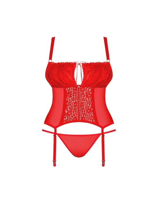 Blossmina Korsett & Tanga Rot von Obsessive